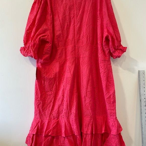 New Ivy City Co MARY KATE DRESS Coral V Neck Ruff’s Corset Women Size 28W - Picture 4 of 5